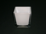 Foto Witte vierkante glaskandelaar